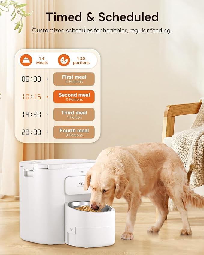 15L Automatic Dog Feeder for Large Breed, 2026 Vacuum-Sealed Storage Airtight 100% Freshness Timed Auto Dog Food Dispenser, Anti-Blockage System, Support up to 22mm Pet Food, Stainless Steel Bowl