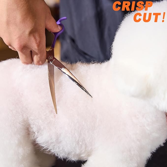 High-end Professional Dog Grooming Curved Scissors Pet Curved Shears 7.5 Inches Extremely Very Sharp Made Of Stainless Steel Alloy By Hand For Dog Cat Groomer
