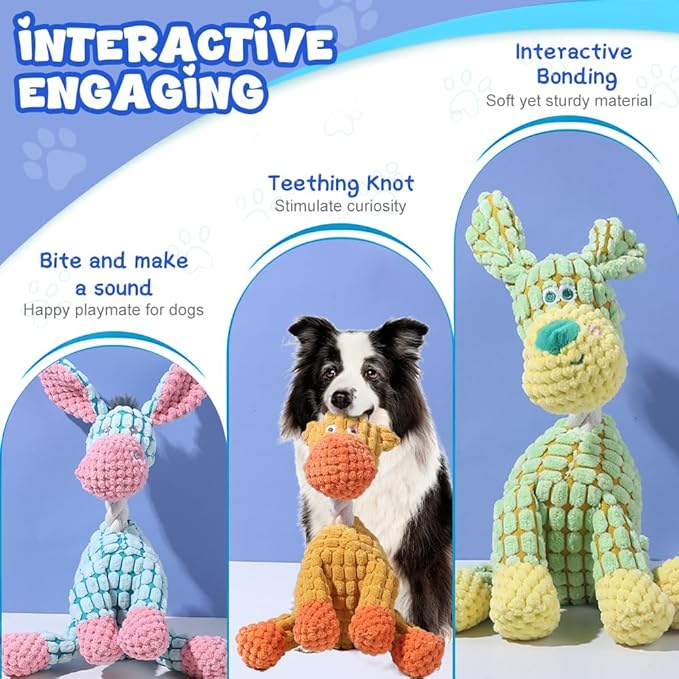 Indestructible Lush Squeaky Toys Indestructible Chew Toy, New Durable Plush Dog Toys for Aggressive Chewers, for Small Medium Large Dogs (Giraffe)
