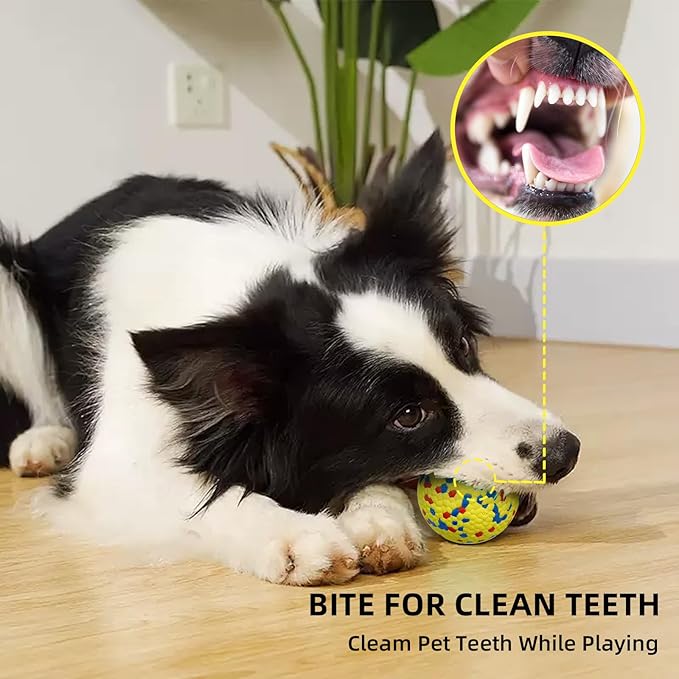 3 Pcs Large size Dog Balls, 3.15"Tennis Ball for Aggressive Chewers, Durable Bouncy Dog Toy Balls, Teething Cleaning Chew Toys, Water Toy Fetch Ball for Large Medium Dog, More Biting-Proof Atom