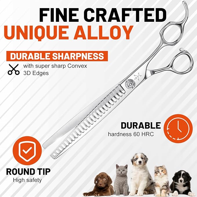 High-end Professional Dog Grooming Thinning Scissors Teeth Cutting Blending Shears Pet Texturizing Shears 8 Inch Extremely Very Sharp Stainless Steel Alloy For Cat Other Animals Groomer