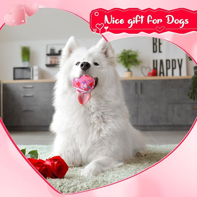 36 Pcs Valentine Dog Toys: Interactive Squeaky Tennis Balls Gifts for Small Medium Large Dogs Pets - 2.5 Inch Fetch Toys for Aggressive Chewer Training Catching Teething