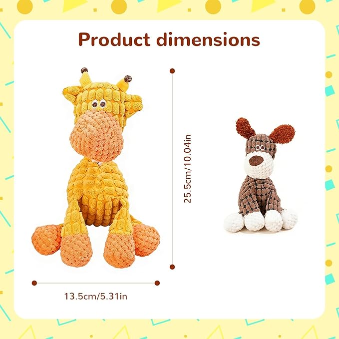 Indestructible Dog Toy, 2026 New Durable Plush Dog Toys for Aggressive Chewers, Interactive Squeaky Soft Puppy Chew Toy, Durable Teething Toys for Small Medium Large Dogs (Brown+Orange)