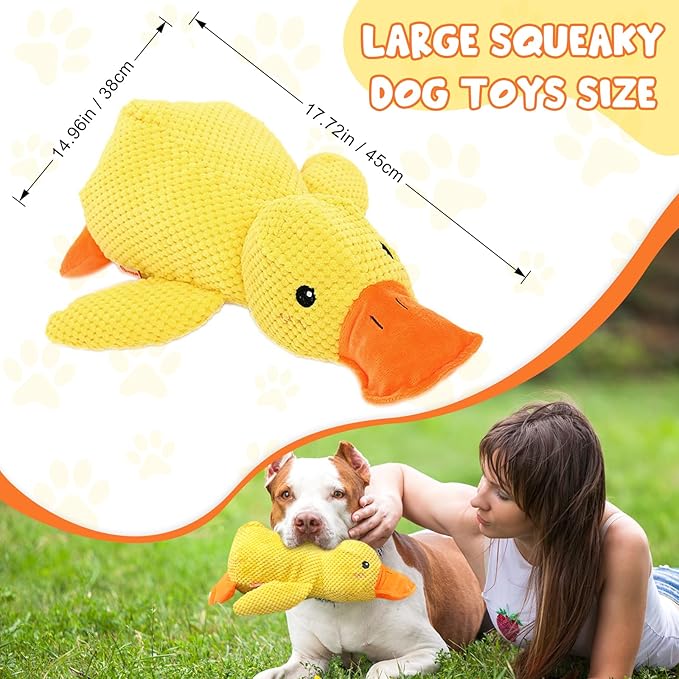 Duck Dog Toys, 2026 New Calming Duck Toy for Dogs, Indestructible Dog Toys for Aggressive Chewers, Interactive Squeaky Dog Chew Puppy Toy for Small Medium Large Dogs (Yellow+Green)