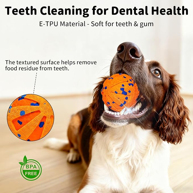 Interactive Dog Toys Ball, Moving Dog Toys to Keep Them Busy, Automatic Self Rolling & Bouncing, Soft E-TPU Material IPX7 Waterproof, Enrichment for Small Medium Large Breeds, Orange