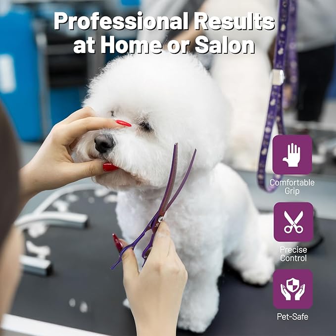 Curved Thinning Shears for Dog Grooming Scissors 8 inch Professional Pet Grooming Blender Scissors Curved Dog Grooming Shears for Medium and Large Dogs