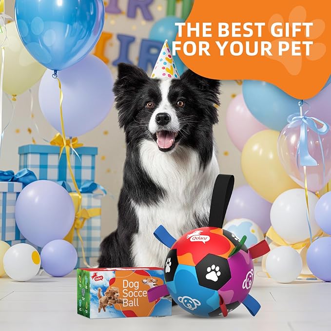 QDAN Dog Toys for Large Dogs, Durable Dog Balls for Aggressive Chewers, Indestructible Outdoor Herding Ball to Keep Them Busy, Dog Birthday Gifts Soccer Toy (8 Inch)
