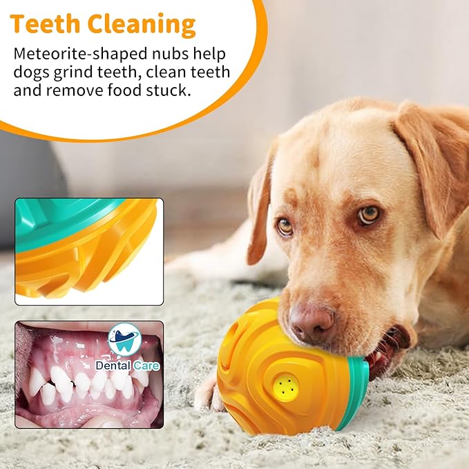 Dog Ball for Aggressive Chewers - Interactive Dog Toy Balls Fun Squeaky Sound to Keep Them Busy, Durable for Small Medium Large Breeds, Rubber Pet Fetch Chew Toys, Orange & Blue