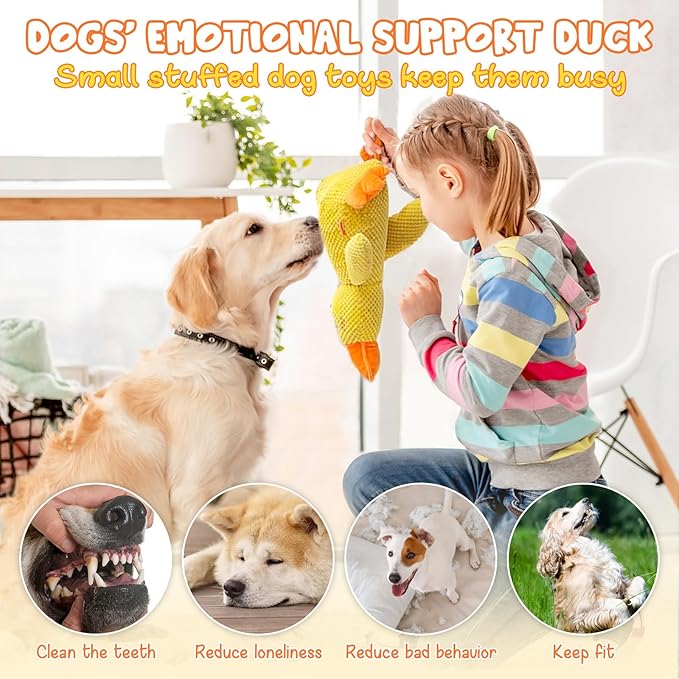 Duck Dog Toys, 2026 New Calming Duck Toy for Dogs, Indestructible Dog Toys for Aggressive Chewers, Interactive Squeaky Dog Chew Puppy Toy for Small Medium Large Dogs (Yellow)