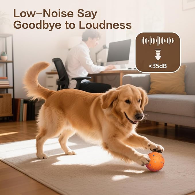 Interactive Dog Ball, Smart Interactive Dog Toys for Medium and Large Dogs, Automatic Moving, Bouncing, and Rotating Pet Balls with E-TPU Material, IP54 Waterproof Dog Toy to Keep Them Busy