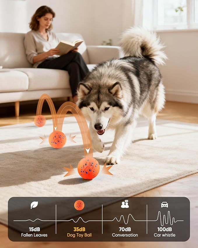 Smart Interactive Dog Toy, Automatic Moving Rotating, Bouncing Chew Toys, E-TPU Material, IPX7 Waterproof Active Rolling Ball Dog Toys for Medium Large Dog, Keeps them Busy and Entertained (Orange)