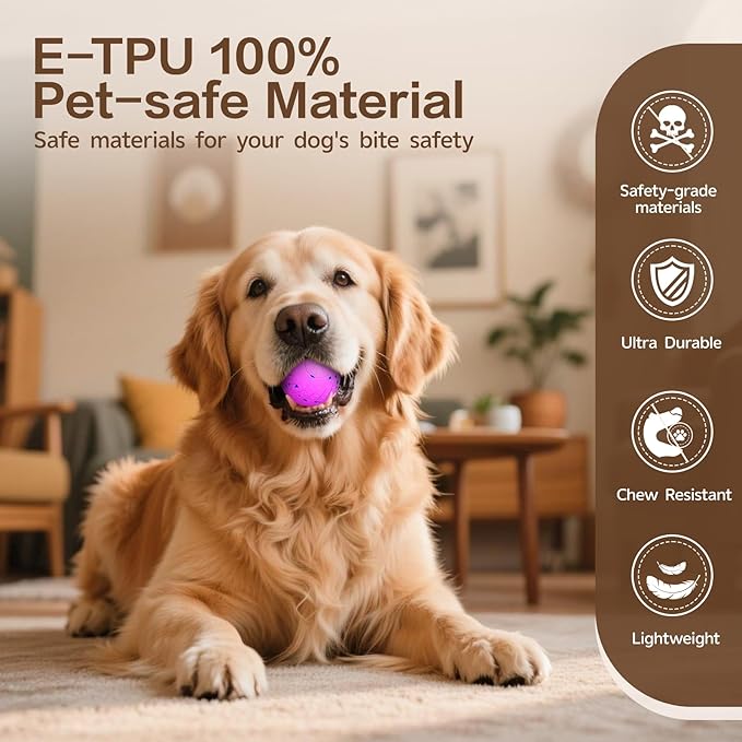 Interactive Dog Ball, Smart Interactive Dog Toys for Medium and Large Dogs, Automatic Moving, Bouncing, and Rotating Pet Balls with E-TPU Material, IP54 Waterproof Dog Toy to Keep Them Busy