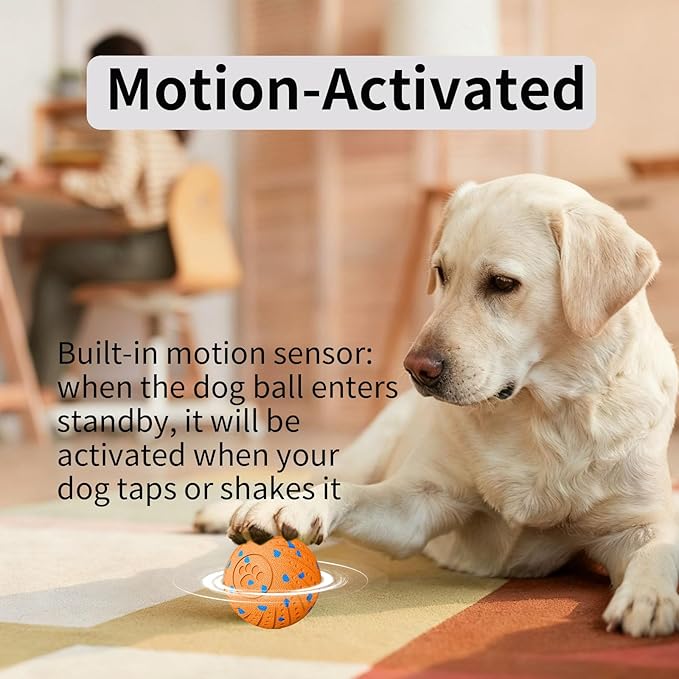 Smart Interactive Dog Toys, Activated Moving, Bouncing, Rotating Ball for Medium/Large Dogs, 2025 E-TPU Material, Motion-Activated Dog Gift to Keep Them Busy, IP54 Waterproof & USB Rechargeable