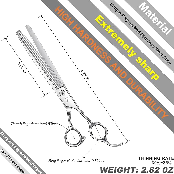High-end Professional Dog Grooming Thinning Scissors Teeth Cutting Blending Shears Pet Texturizing Shears 7.5 Inch Extremely Very Sharp Stainless Steel Alloy For Cat Other Animals Groomer
