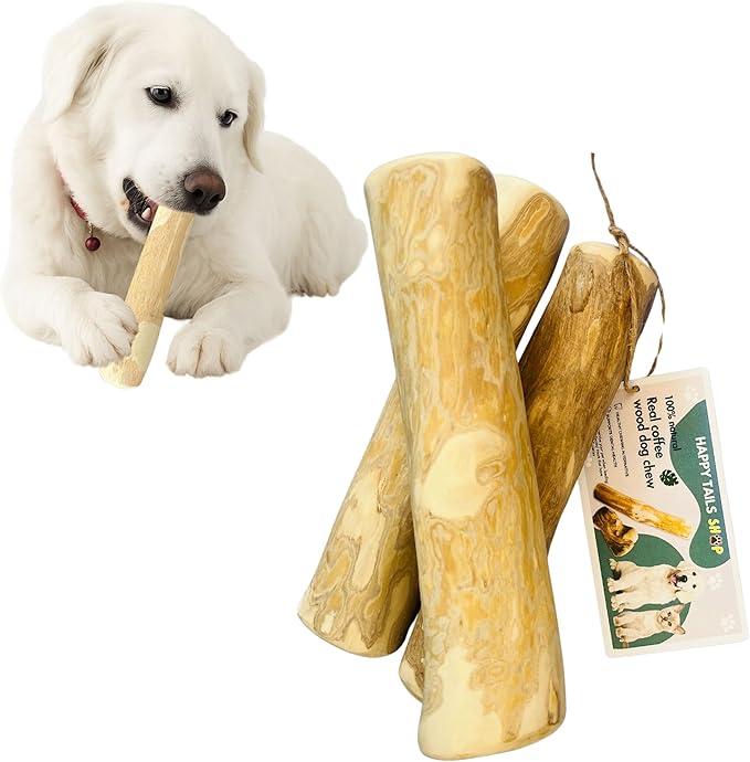 Set of 3 Coffee Wood Dog Chew Stick Toy, Natural and Real Wooden Bone Sticks for Pets, Safe Dental Cleaning Chews, Dog Health, Teeth Cleaning and Relieve Stress (Large Dogs)