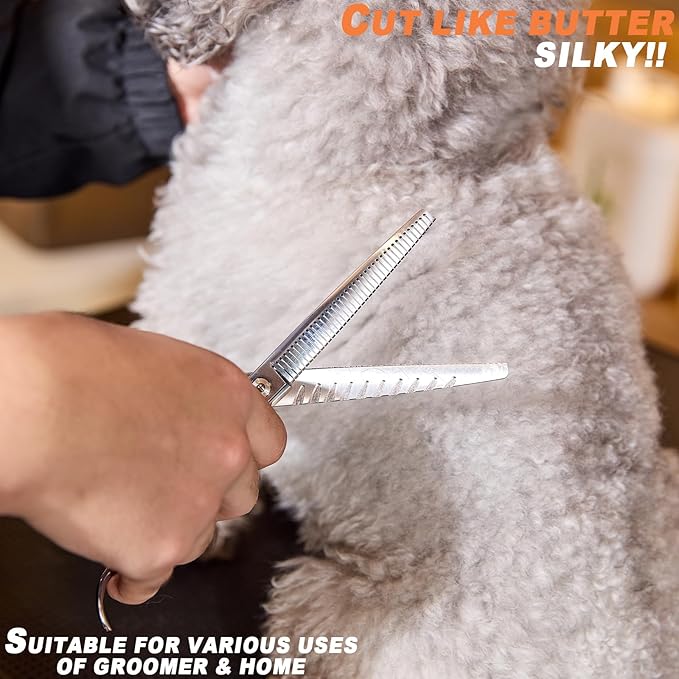 High-end Professional Dog Grooming Thinning Scissors Teeth Cutting Blending Shears Pet Texturizing Shears 7 Inch Extremely Very Sharp Stainless Steel Alloy For Cat Other Animals Groomer