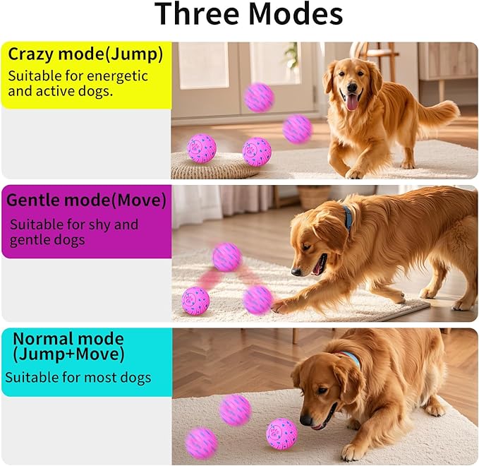 Smart Interactive Dog Toys, Activated Moving, Bouncing, Rotating Ball for Medium/Large Dogs, 2025 E-TPU Material, Motion-Activated Dog Gift to Keep Them Busy, IP54 Waterproof & USB Rechargeable