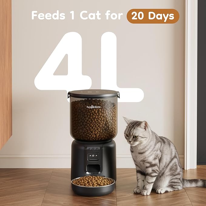 Automatic Cat Feeder with Adjustable 1080p Camera, 5G WiFi & App Control Cat Food Dispenser, Automatic Feeder Cat Dry Food with Dual Power & Voice Recording, Smart Automatic Dog Feeder Portion Control