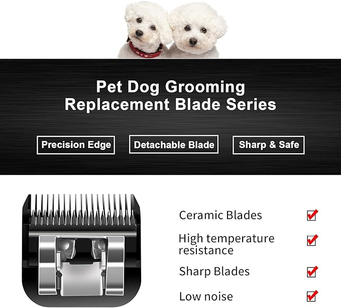 Audoc 10 Blades Dog Grooming Blades Compatible with Andis/Oster A5/Wahl KM-10 Series Dog Clippers,Detachable Clipper Replacement Blade (6PCS Black-#10+30+40+4FC+5FC+7FC)