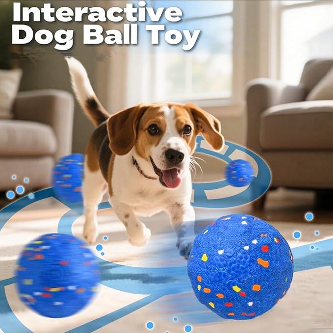 Christmas Stocking Stuffer Upgraded Interactive Dog Toys for Aggressive Chewers,E-TPU Interactive Dog Balls Moving Dog Toys to Keep Them Busy,Dog Chew Toys for Dogs,Automatic Rolling Activated DogToy