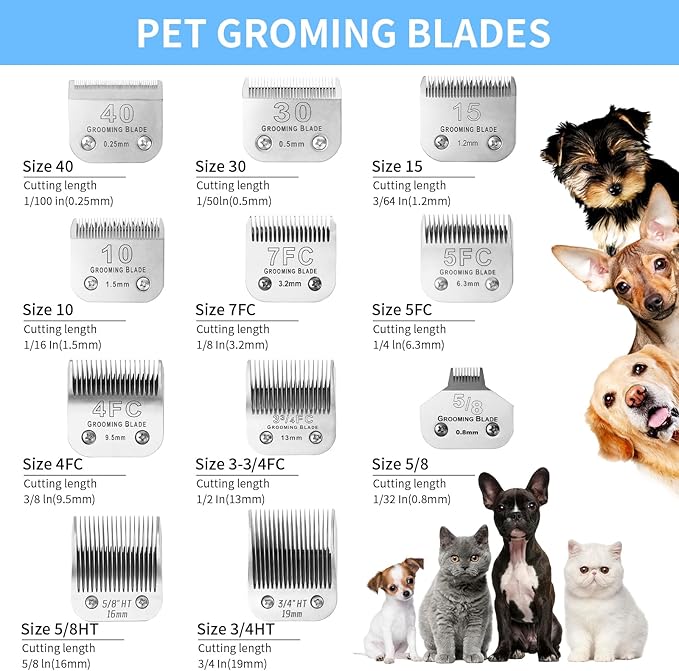 3 Pcs Size 7FC Detachable Dog Grooming Blades, Compatible with Andis, Oster A5, Wahl KM10 Series Clippers, Cut Length 3.2mm, Silver (7FC 3.2mm, 3Packs)