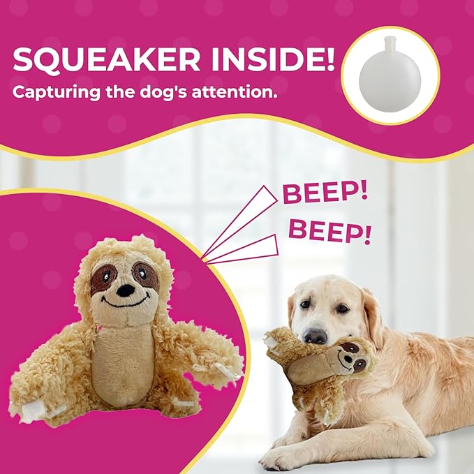 Glow Pups Hide and Seek Dog Toy, Sloth Dog Toy, Plush Squeaky Burrow Tree for Dogs, Interactive Puzzle for Mental Stimulation, Woodland Style, Medium Size, Set of 4