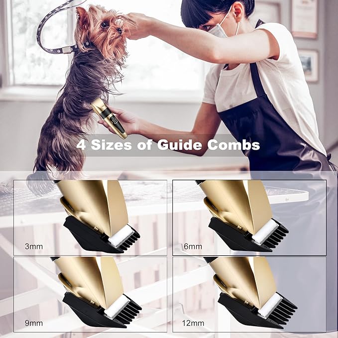 2 Pack Dog Grooming Clippers Low Noise Electric Quiet Adjustable Comb Rechargeable Cordless Suitable for Dogs Cats Pets