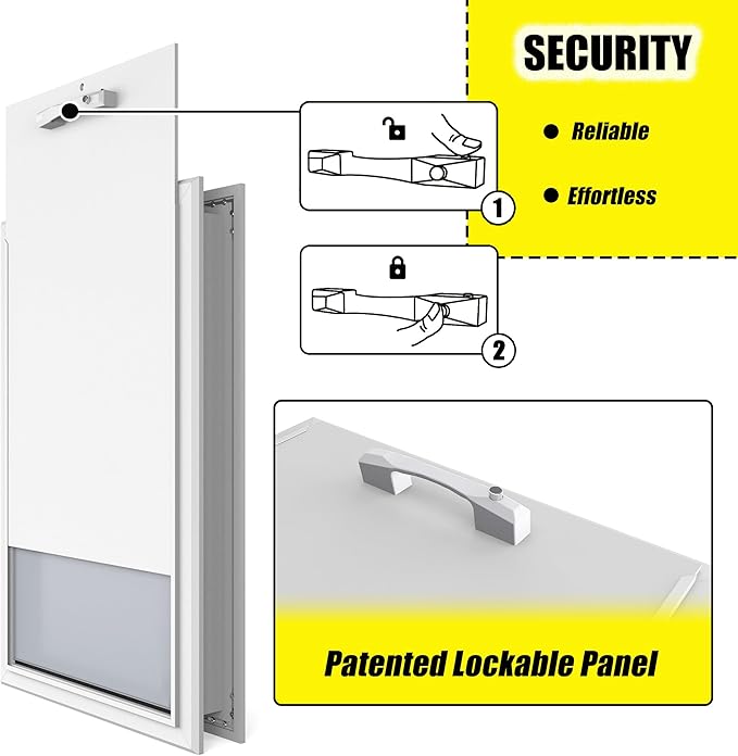 Extra Large Dog Door for Exterior Doors, Heavy Duty Aluminum Doggy Door for Extreme Weather, Cutout Size 14 1/2''W x 25 1/8''H, Giant Dog Door Up to 220 lbs, Lockable, Sliver