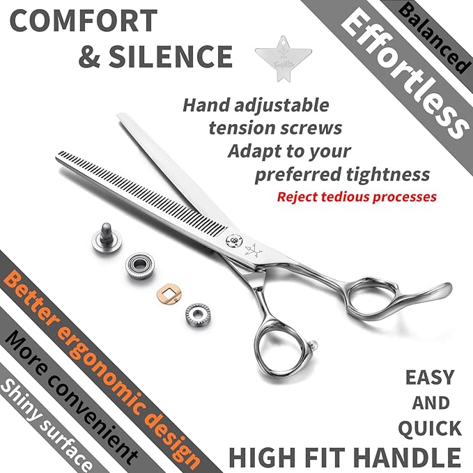 High-end Professional Dog Grooming Thinning Scissors Teeth Cutting Blending Shears Pet Texturizing Shears 7.5 Inch Extremely Very Sharp Stainless Steel Alloy For Cat Other Animals Groomer