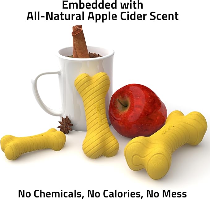 Playology Dog Toys | Dual Layer Bone Durable Chew Toy Bone for Dogs | Jumbo Apple Cider Scented Toy - Limited Edition Fall Scent | Easy to Clean and Made from Non Toxic Materials