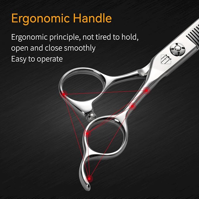 Dog Grooming Scissors: Professional Grooming Scissors for Pet High Precision CNC-Cut Blades, Silver (Thinner, 6.5")