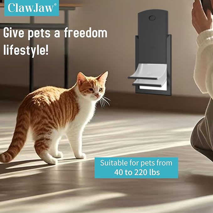 ClawJaw Aluminum Dog Door for Wall, Doggy Doors for Large Dogs with 2 Magnetic Flaps, Doggy Door for Exterior Walls, Strong and Durable, Easy to Install, Black(Pets Up to 110 Lb)-Large