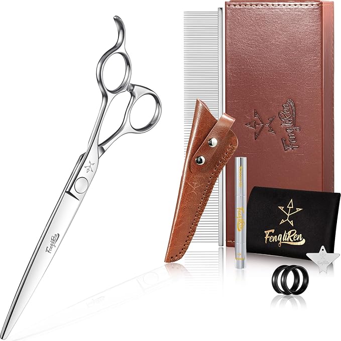 High-end Professional Dog Grooming Scissors Pet Grooming Shears 7 Inches Extremely Very Sharp Made Of Stainless Steel Alloy By Hand For Dog Cat Groomer