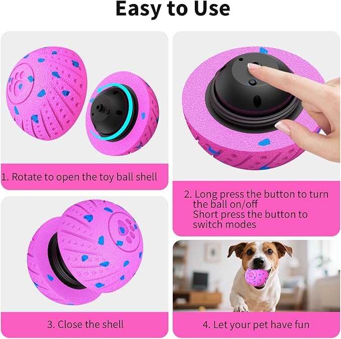Smart Interactive Dog Toys, Activated Moving, Bouncing, Rotating Ball for Medium/Large Dogs, 2025 E-TPU Material, Motion-Activated Dog Gift to Keep Them Busy, IP54 Waterproof & USB Rechargeable