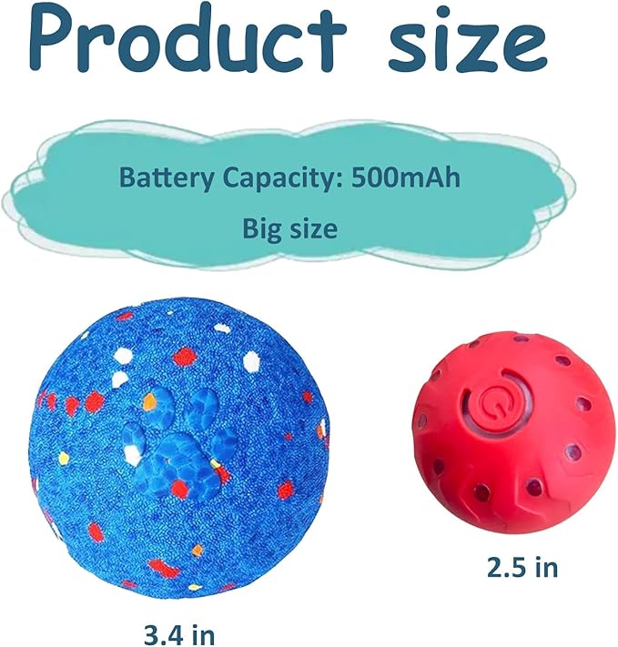 Christmas Stocking Stuffer Upgraded Interactive Dog Toys for Aggressive Chewers,E-TPU Interactive Dog Balls Moving Dog Toys to Keep Them Busy,Dog Chew Toys for Dogs,Automatic Rolling Activated DogToy