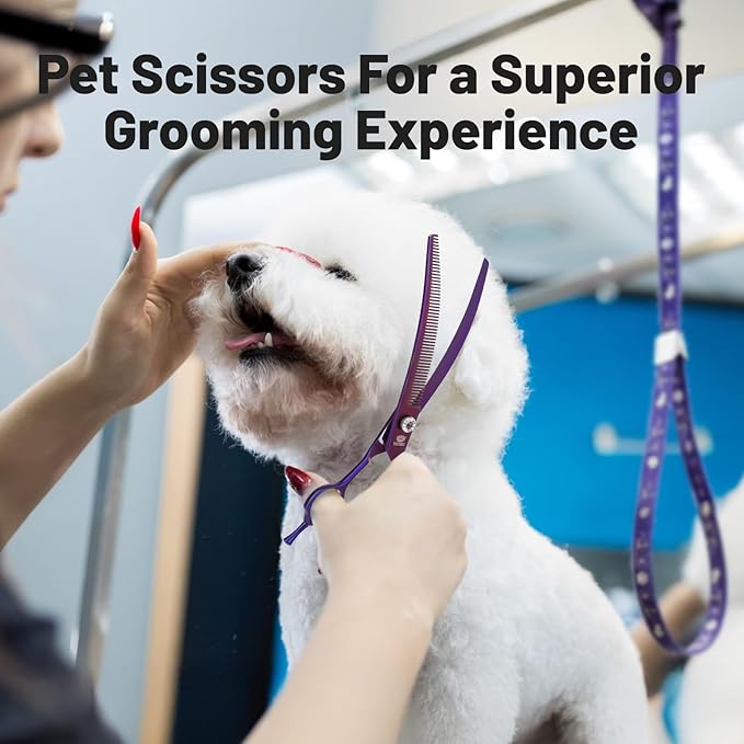 Curved Thinning Shears for Dog Grooming Scissors 8 inch Professional Pet Grooming Blender Scissors Curved Dog Grooming Shears for Medium and Large Dogs