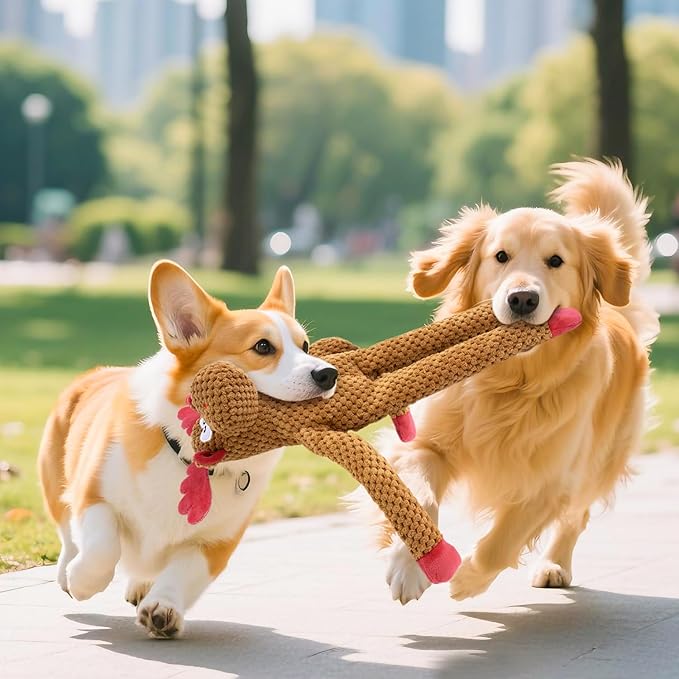 Christmas Squeaky Dog Toys no Stuffing 3-Pack Interactive Dog Toy for Puppy Teething Chew Toy Deer Snowman Santa Claus with Crinkle Paper Tail Keep Them Busy, for Large Medium Small Breeds