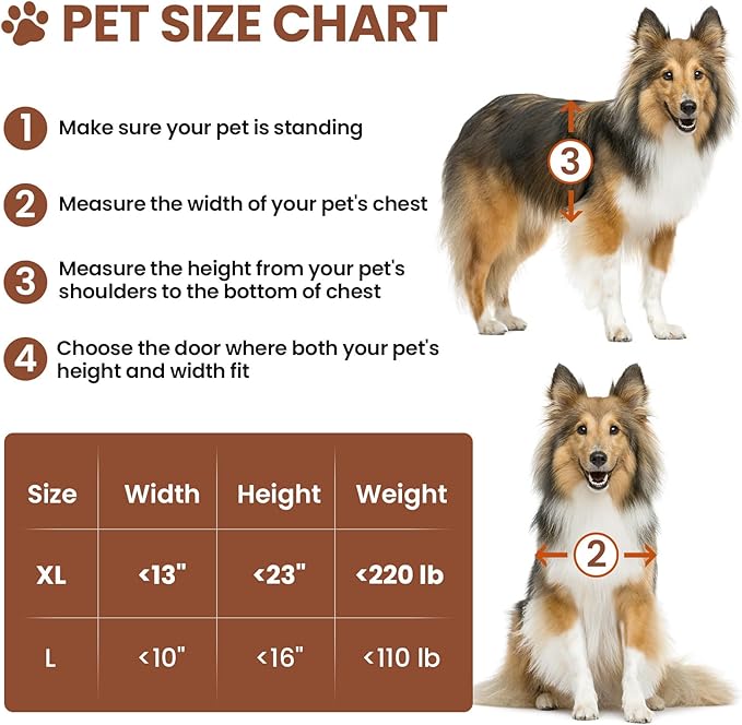 Dog Door for Wall, X-Large Dog Door with 3-Flap, Aluminum Doggie Door, Heavy Duty Pet Door with Lock, Telescoping Tunnel for Interior Exterior Wall, Pets Up to 220LB