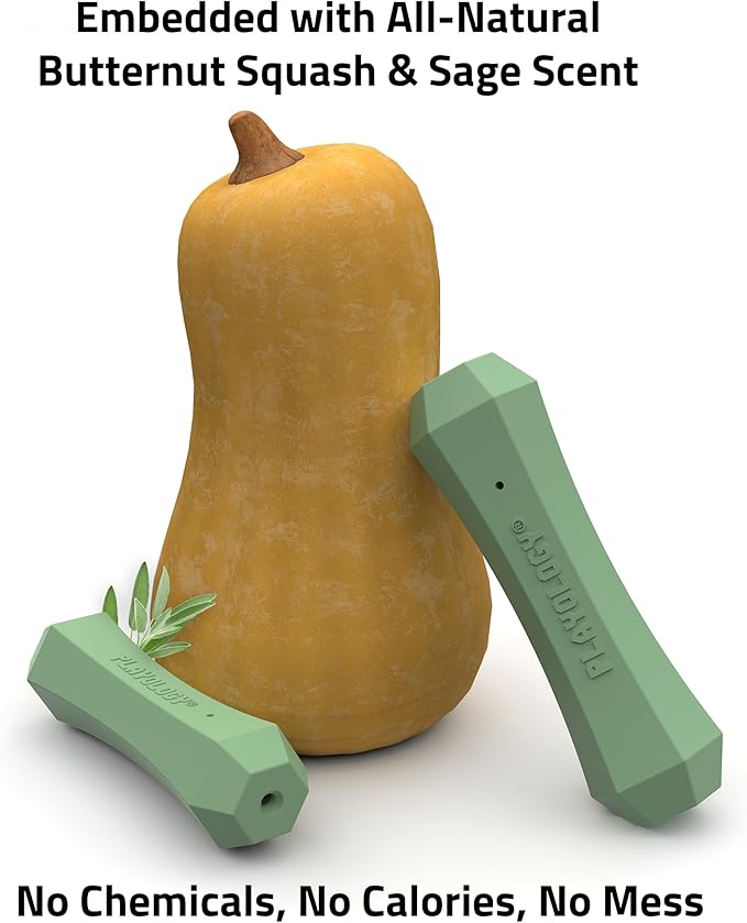 Playology Dog Toys | Durable Squeaky Chew Stick for Dogs | Jumbo Butternut Squash & Sage Scented Toy - Limited Edition Fall Collection | Easy to Clean and Made from Non Toxic Materials