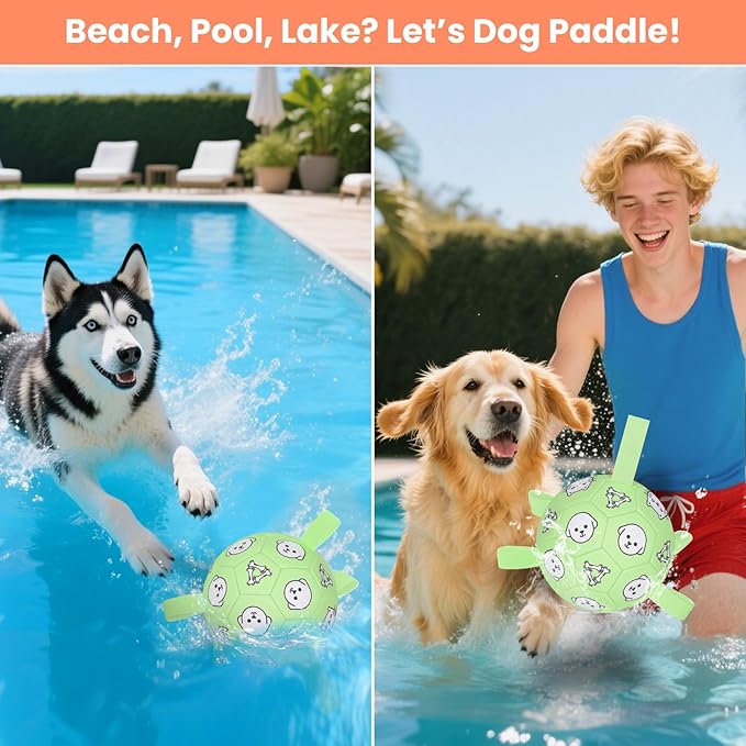 Dog Toy Soccer Ball with Grab Tabs, Durable Dog Soccer Ball, Dog Birthday Toys for Medium & Large Dogs, 8 Inch