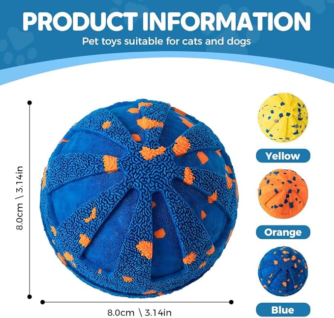 2025 Upgraded Smart Interactive Dog Balls, Auto Rolling Dog Toys for Aggressive Chewers , Waterproof Smart Shaking Pet Bounce Electric Balls, Automatic Moving Toys for Small Medium Large Dogs (Blue)