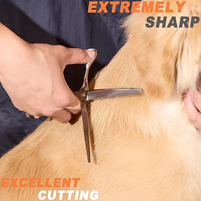 High-end Professional Dog Grooming Thinning Scissors Teeth Cutting Blending Shears Pet Texturizing Shears 7.5 Inch Extremely Very Sharp Stainless Steel Alloy For Cat Other Animals Groomer