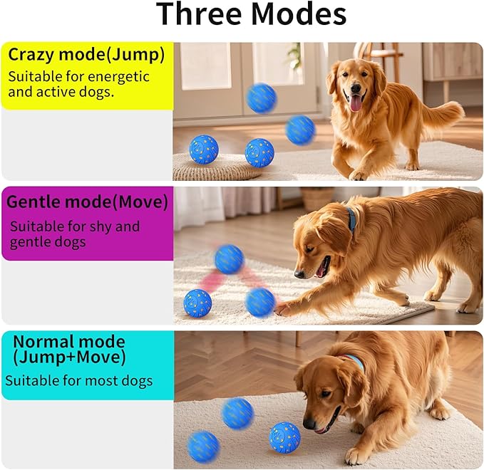 Smart Interactive Dog Toys, Activated Moving, Bouncing, Rotating Ball for Medium/Large Dogs, 2025 E-TPU Material, Motion-Activated Dog Gift to Keep Them Busy, IP54 Waterproof & USB Rechargeable
