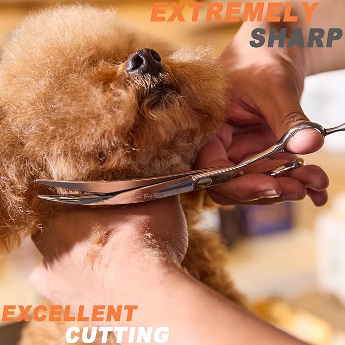 High-end Professional Dog Grooming Curved Scissors Pet Curved Shears 7 Inches Extremely Very Sharp Made Of Stainless Steel Alloy By Hand For Dog Cat Groomer
