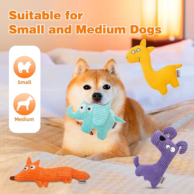 Squeaky Dog Toys, Cute Plush Toy for Dogs Indoor Play, Interactive Dog Toys with Non-Shedding Material for Small and Medium Dogs - Fox & Dog