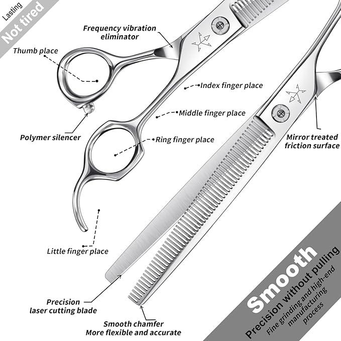 High-end Professional Dog Grooming Thinning Scissors Teeth Cutting Blending Shears Pet Texturizing Shears 7.5 Inch Extremely Very Sharp Stainless Steel Alloy For Cat Other Animals Groomer