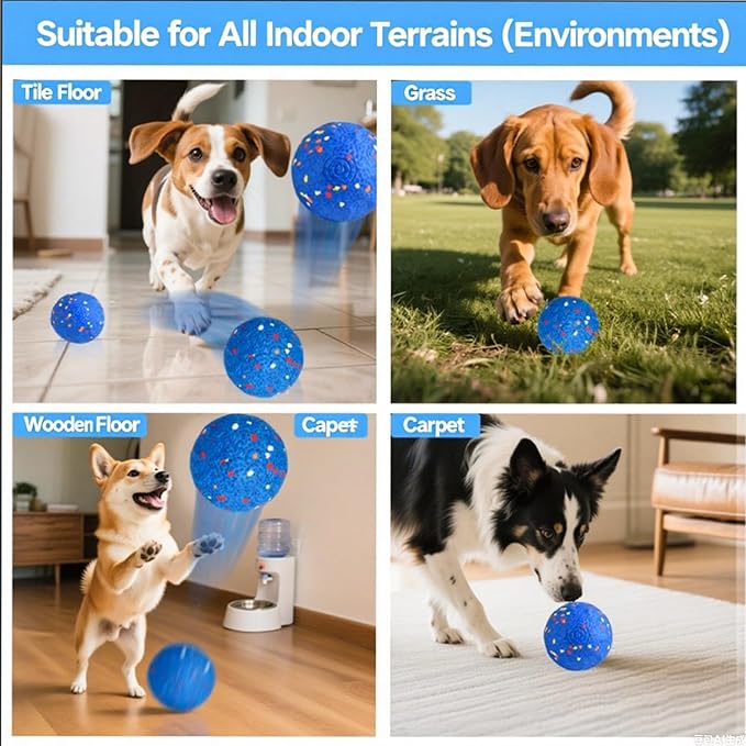 Christmas Stocking Stuffer Upgraded Interactive Dog Toys for Aggressive Chewers,E-TPU Interactive Dog Balls Moving Dog Toys to Keep Them Busy,Dog Chew Toys for Dogs,Automatic Rolling Activated DogToy