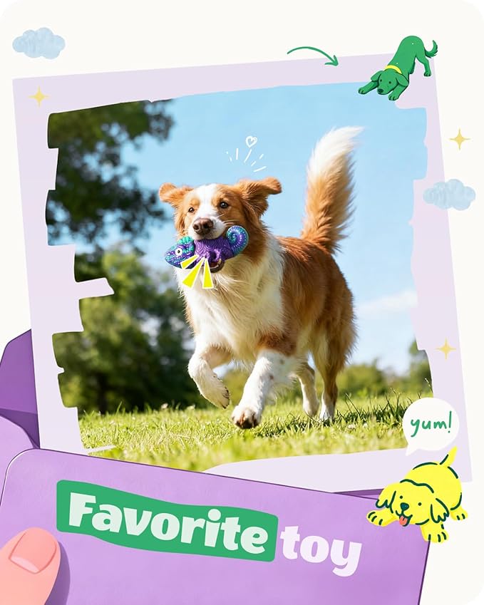Dog Toys for Aggressive Chewers: Squeaky Dog Chew Toys for Medium & Large Dogs, Indestructible Dog Toy to Keep Them Busy, Easy to Use and Clean, Teeth Cleaning, Bacon Flavor