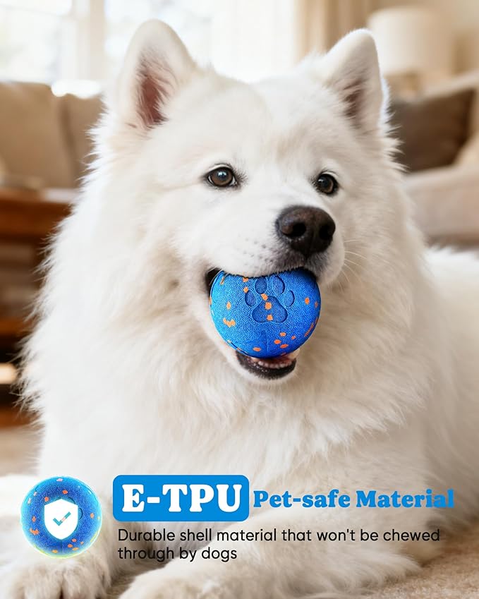 Smart Interactive Dog Toy, Automatic Moving Rotating, Bouncing Chew Toys, E-TPU Material, IPX7 Waterproof Active Rolling Ball Dog Toys for Medium Large Dog, Keeps them Busy and Entertained (Blue)