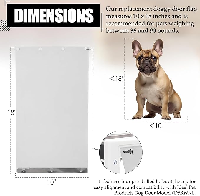 TonGass (2-Pack) Transparent Dog Door Flap Replacement Large Compatible with Ideal Pet Products Ruff Weather Dog Doors Model DSRWXL - 10" x 18" Pet Door Flap - Fit for Large Pets (up to 90 lbs)
